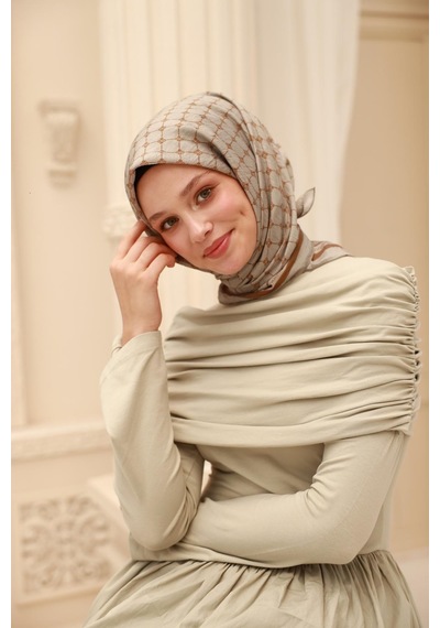 Silk Home Olinda Eşarp 48004-90 Gri, Çikolata Kahve