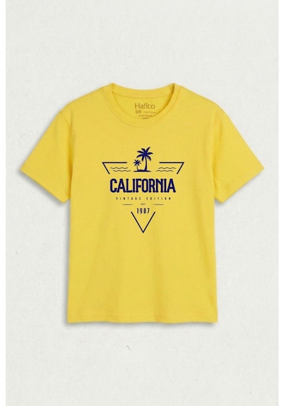 Hafico Erkek / Kız Çocuk California Vintage Baskılı Tişört Sarı