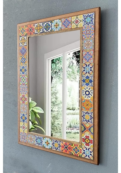 Oscar Stone Decor Masif Çerçeveli Mozaik Taş Ayna 43 Cm X 63 Cm Mexican Genel