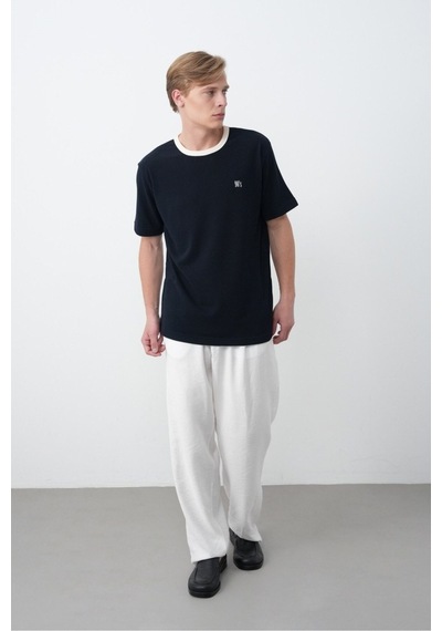 Baselco Unisex Dokulu 90's T-shirt Lacivert