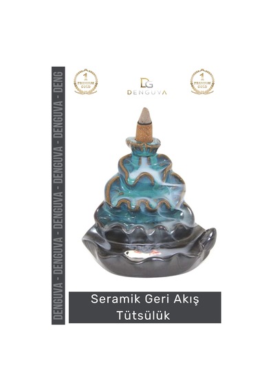 Tütsülük İthal Seramik Dekoratif Geri Akışlı Tütsülük Estetik Hediyelik Oda Kokusu Biblo 10 11 Cm
