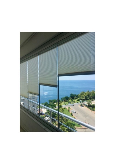 Katlanabilir Cam Balkon Perdesi Ev Perdesi Ofis Perdesi Beyaz Plise Perde Beyaz - 519819950 Beyaz