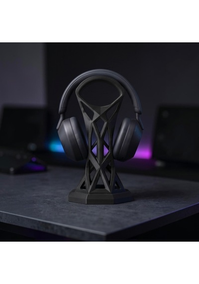 Happy3dworld Kafes Tasarımlı Kulaklık Standı, 3d Baskı Modern Siyah Gaming Düzenleyici