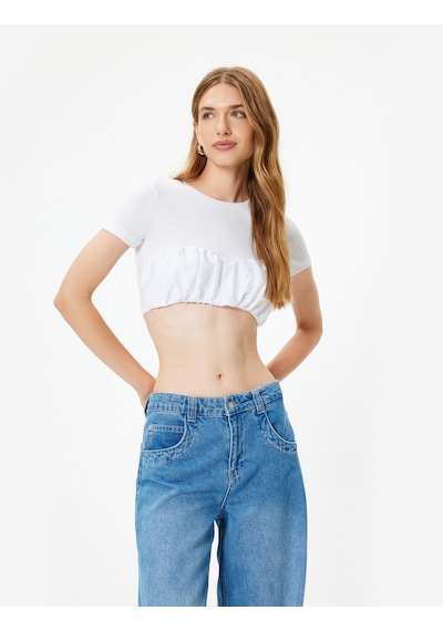 Koton Crop Tişört Balon Form Skinny Kısa Kollu Yuvarlak Yaka Pamuklu Beyaz 4sak50713ek Beyaz Koton Crop Tişört Balon Form Skinny Kısa Kollu Yuvarlak Yaka Pamuklu Beyaz 4sak50713ek Beyaz