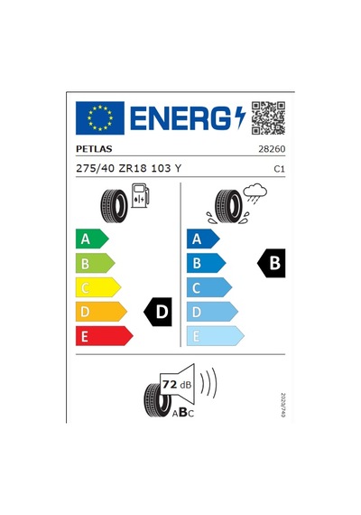 Petlas 275/40 ZR18 103Y Veloxsport PT741 Yaz Lastiği 2022