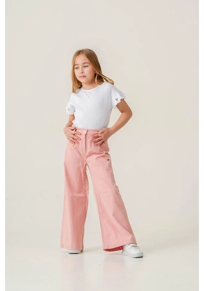 Magu Kız Çocuk Pamuklu Beyaz Fırfır Kollu T-shirt Pembe Nakışlı Bol Paça Pantolon Takım Çok Renkli Magu Kız Çocuk Pamuklu Beyaz Fırfır Kollu T-shirt Pembe Nakışlı Bol Paça Pantolon Takım Çok Renkli