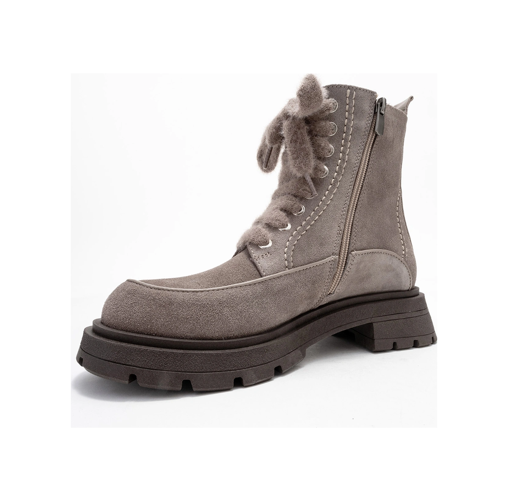 Luvishoes Luvi Shoes Mına Vizon Süet Hakiki Deri Kadın Postal Bot VIZON SÜET