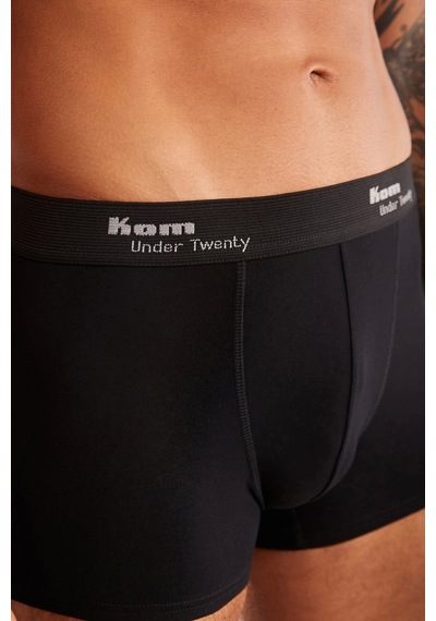 Kom Tight Pamuklu 2'li Erkek Boxer - Siyah Black