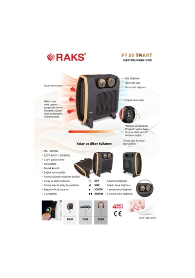 Minisan PF20 Smart Fanlı Isıtıcı 2000 W Termostatlı Radyal Aerodinamik Isıtıcı
