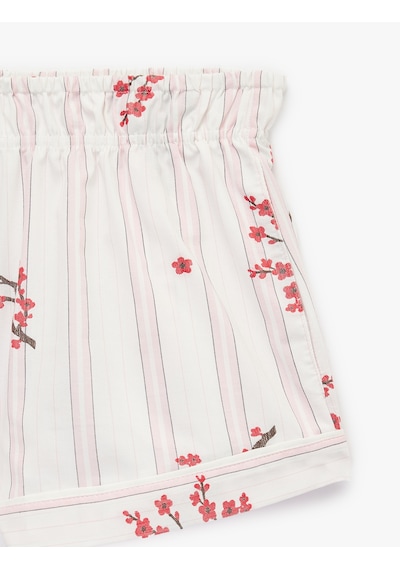 Koton Çiçek Desenli Beli Lastikli Rahat Kesim Çizgili Şort Pijama Altı Pembe Çizgili 6slk80031mw Koton Çiçek Desenli Beli Lastikli Rahat Kesim Çizgili Şort Pijama Altı Pembe Çizgili 6slk80031mw