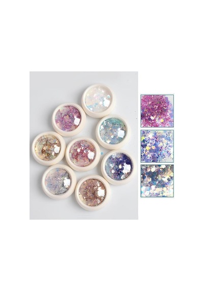Ocean Nail Art Holografik Sim & Pul Seti 8 Renkli Glitter Set Ebay-123