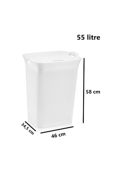 Omnipazar Sy-4630 Plastik Safir Kirli Çamaşır Sepeti 55 Lt Beyaz Beyaz