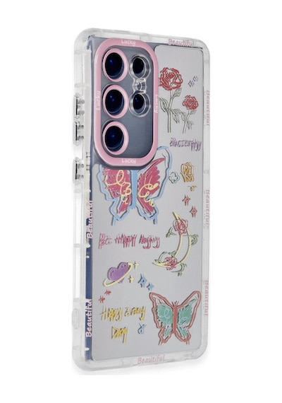 Newface Samsung Uyumlu Galaxy S23 Ultra Kılıf Reflexion Desenli Kapak - Desen 8 Çok Renkli