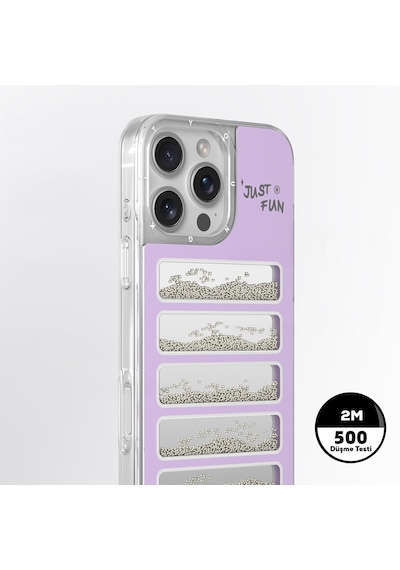 Apple iPhone Uyumlu 16 Pro Kılıf Aynalı Ve Boncuklu Tasarım Youngkit Jump Serisi Kapak Mor