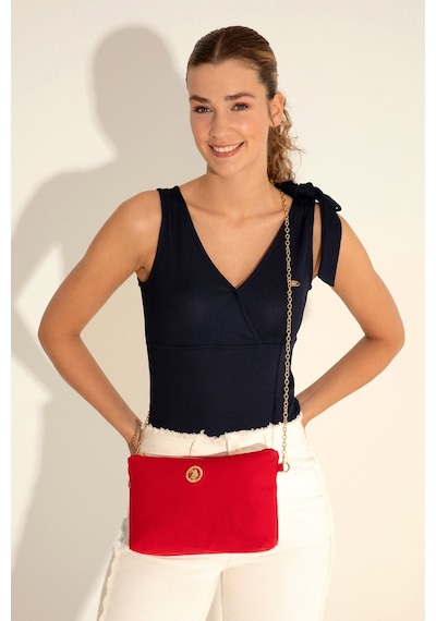 U.S. Polo Assn. Kadın Kırmızı Çıkarılabilir Askılı Kanvas El Çantası 50293661-VR030
