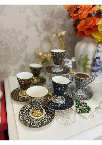 Leo 6 Kişilik Kahve Fincan Takımı 90 Ml Çok Renkli
