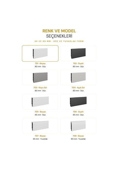 Vilo Sempla 701 Beyaz Pvc Süpürgelik 240cm Kolay Montaj - Suya Ve Çizilmeye Dayanıklı