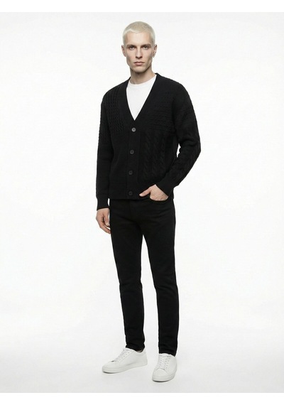 Loose Fit Erkek Hırka Siyah