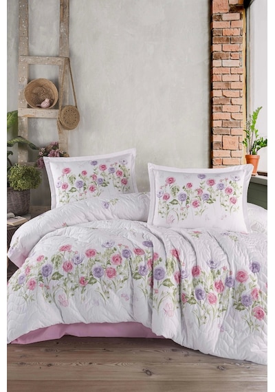 Clasy Ranforce %100 Pamuk Çift Kişilik Dört Mevsim Set Helenka V1 Pembe