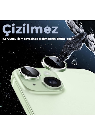 İphone 15 / 15 Plus Uyumlu Safir Lens Çizilmez Dayanıklı Kamera Koruyucu