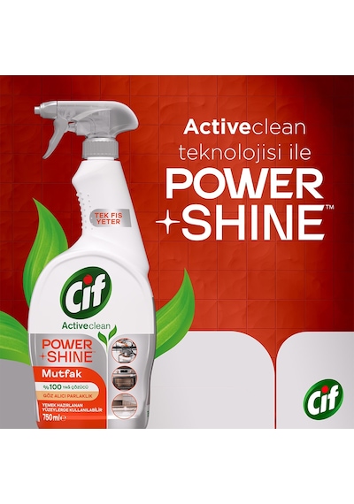 Cif Power & Shine Sprey Mutfak İçin Temizleyici Ve Yağ Çözücü 750 Ml X4 Diğer