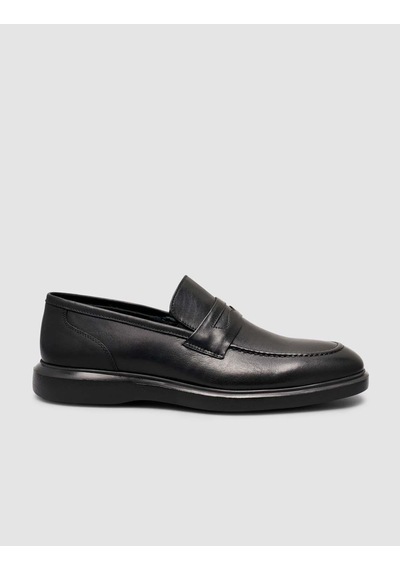 Cabani Hakiki Deri Erkek Siyah Loafer Siyah