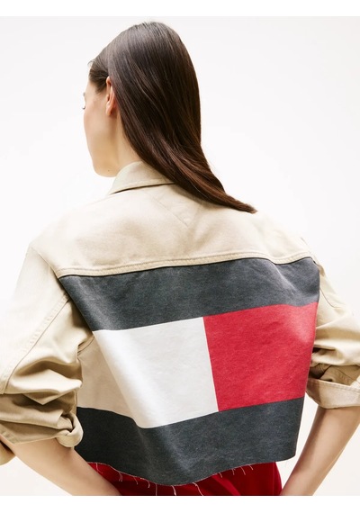 Tommy Hilfiger Tjw Flag Trucker Jac, Rbv Bej Kadın Kot Ceket
