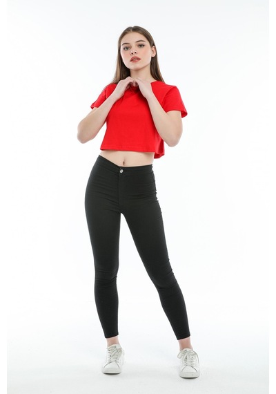 Kadın Crop Örme Tişort Spr21y13 001