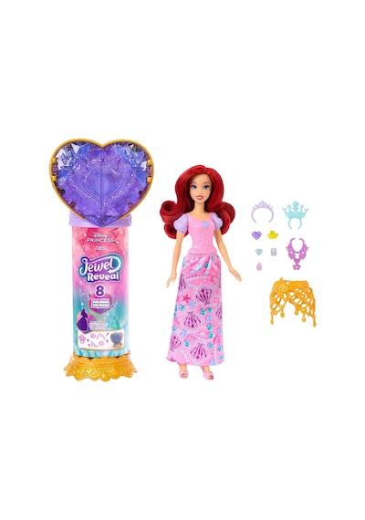 Filmden İlham Alan Disney Prensesi Ariel Bebek, Aksesuarlar, Kalp Şeklinde Değerli Taş Kutusu İle Çocuk Yüzüğü Dahil 8 Sürpriz Ve 9 Parça, Jhl49