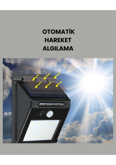 Montajlı Güneş Enerjili Duvar Tipi Aydınlatma - 8 Saat Çalışma Süresi Renkli