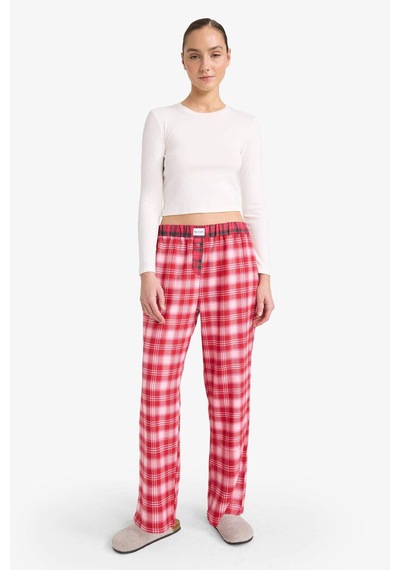 Defacto Regular Fit Flanel Kareli Pijama Altı-fall İn Love G1603ax25wnrd256 Kırmızı-rd256