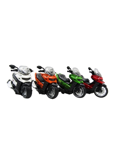 Işıklı Ve Sesli Sürtmeli Metal Oyuncak Motor 14 Cm Diecast Maket Motosiklet Xmax Scooter Beyaz Çok Renkli
