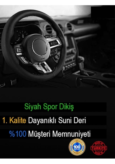 Citroen Xsara Deri Direksiyon Kılıfı, Dikmeli Siyah Spor Dikiş-1704 Çok Renkli