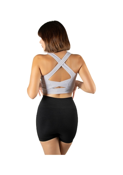 Terapi Men Gri Sırt Detaylı Fitted/vücuda Oturan Kare Yaka Spor Bluz Gri
