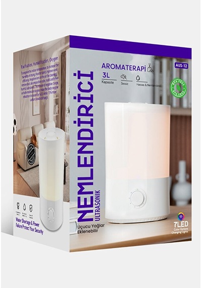 3 Litre Ultrasonik Oda Hava Nemlendirici 7 Renk Ledli Aromatera