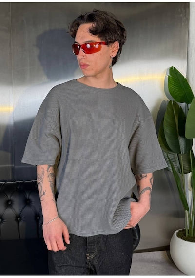 Zaee Micro Texture Oversize Tişört Füme
