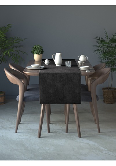 Kadife Dokulu Siyah Renk Daily Series Runner 40 X 140 Siyah