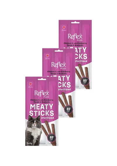 Reflex Meaty Sticks Tavuklu Ve Kızılcıklı Kedi Ödül Çubuğu 3'lü 3 x 5 G