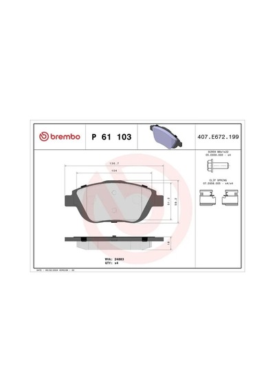 Citroen C4x On Fren Balatasi 1.2 Puretech 2022-2024 Brembo P61103