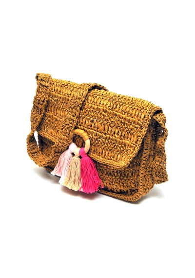 Handmade Rafya İp Tasarım Çanta Kahverengi
