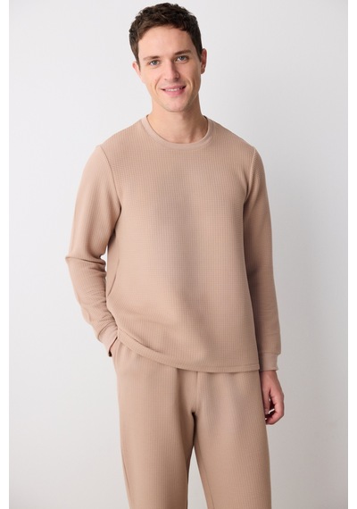 Penti Checker Bej Pantolon Pijama Takımı Bej Bej