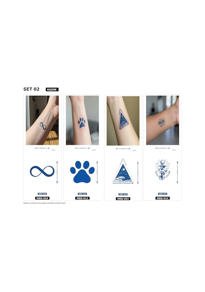 Minimal 5 Cm Yarı Kalıcı Geçici Dövme 4 Adet Birden Aylık Mini Set 3