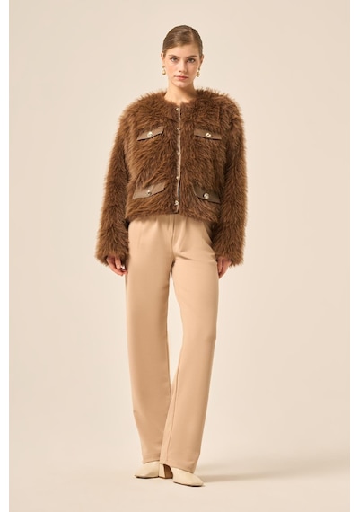 Ftz Women Kadın Peluş Mont Kahve 31241 Kahverengi