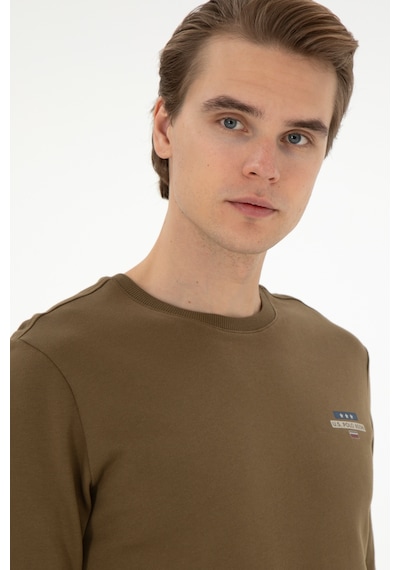 U.S. Polo Assn. Erkek Regular Fit Bisiklet Yaka Haki Sweatshirt 50293742-VR027