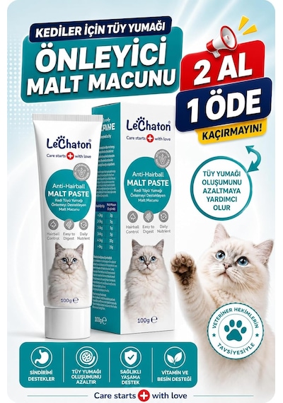 Kedi Tüy Yumağı Önleyici Malt Kedi Tüyü Döküm Dökülmesi Önleyici Engelleyici Kedi Maltı - 100 Gr
