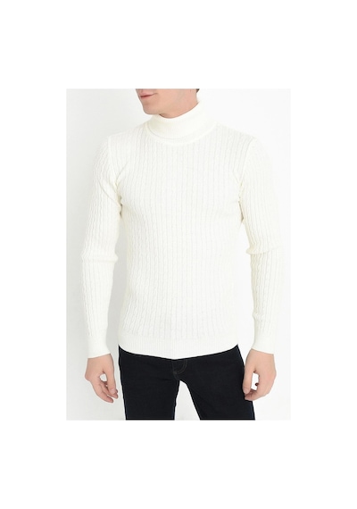 Efor Tr 814 Slim Fit Ekru Balıkçı Triko Ekru