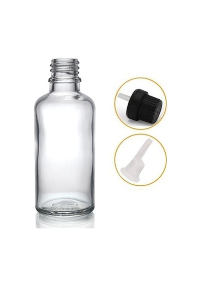50ml Şeffaf Cam İçten Damlalıklı Şişe Siyah Kapak, 24 Adet, Damlalıklı Şişe, Damlatmalı Şişe