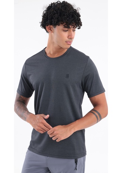 Rowinger Bisiklet Yaka Merserize Erkek Spor T-shirt Siyah