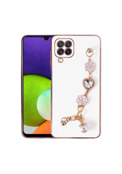 Zore Galaxy M32 Kılıf El Tutamaçlı Kamera Korumalı Nvth Taka Silikon Kapak - Beyaz