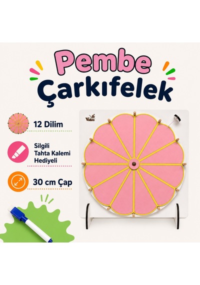Pembe Çarkıfelek Oyunu Ahşap Eğitim Materyali